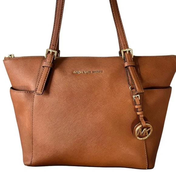 Michael Kors Brown Leather Tote‎ with Gold Hardware - Picture 2 of 5